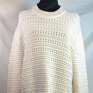 H&M Regular Fit Textured Knit Sweat Mens Sz M Cream Cozy Classic Business Casual